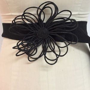 Anthropologie Black Flower Belt